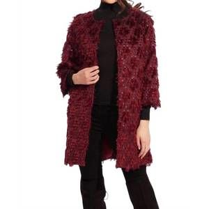 NEW EVA FRANCO car coat in sangria fizz